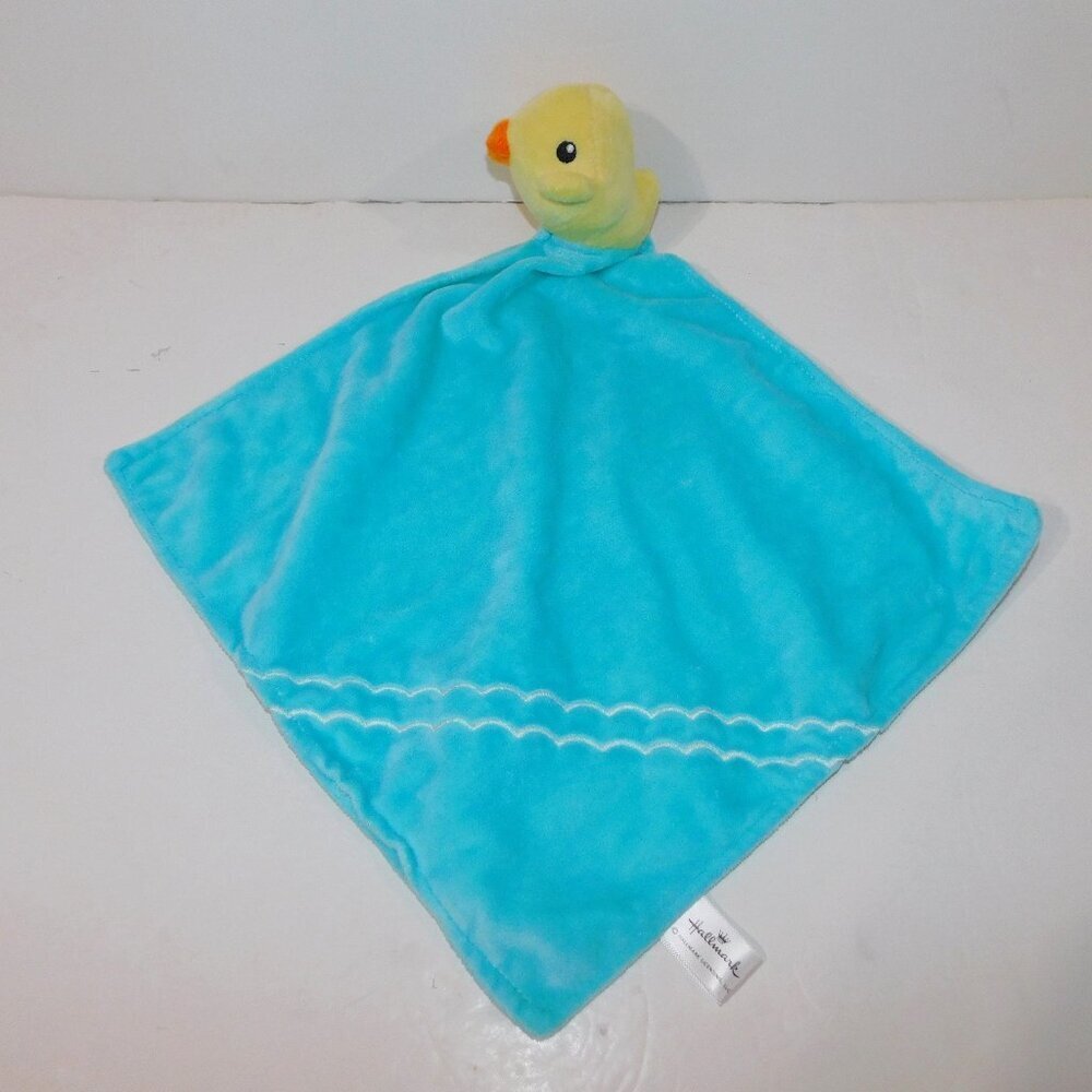 Hallmark Yellow Rattle Bird Blue Security Blanket Plush Baby Lovey nunu Soother